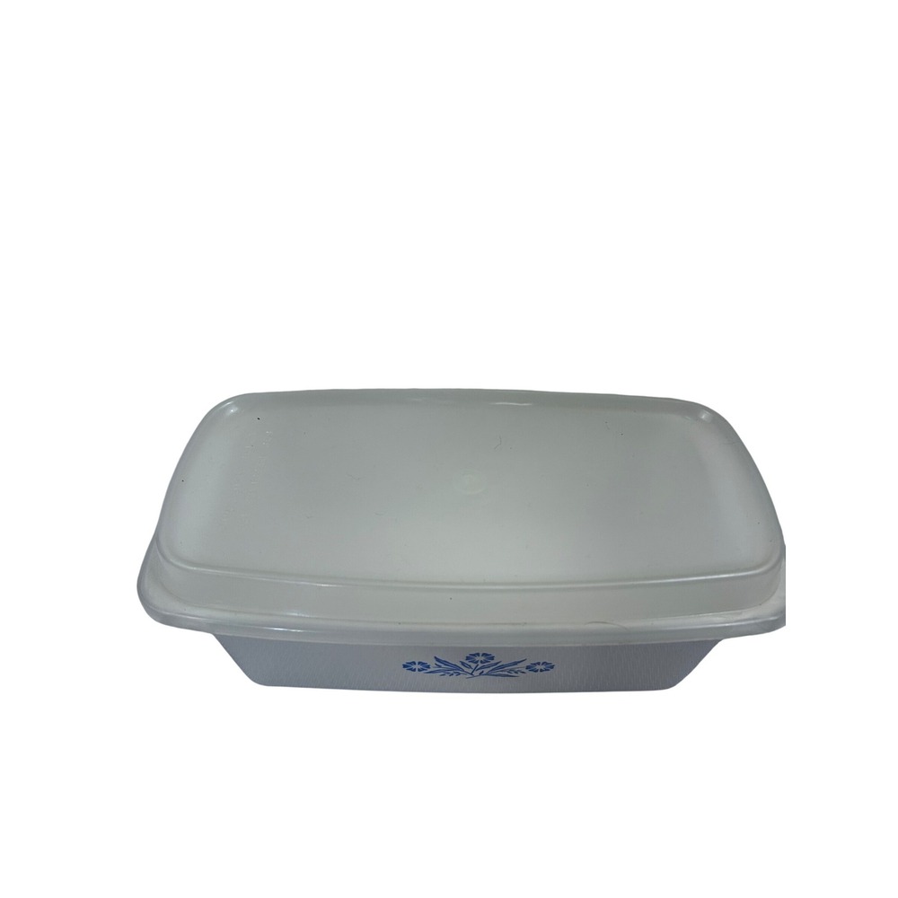 Corning Ware Loaf Pan 2 QT White Blue Cornflower Floral Vintage Bakeware - Picture 1 of 8